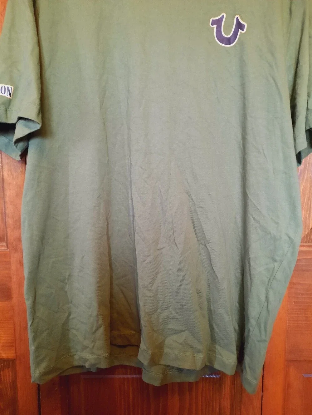 True Religion 100% Cotton Olive Green Graphic Logo Short Sleeve T-shirt Size 3XL